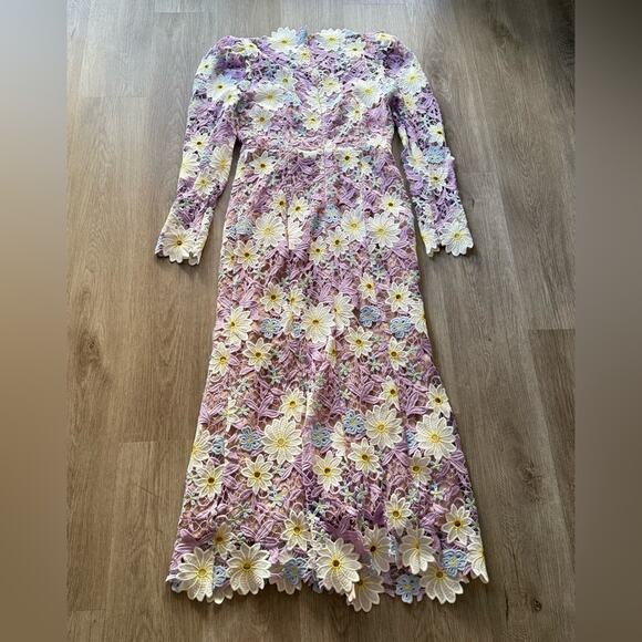 elliatt sigrid purple floral lace fit & flare long sleeve maxi dress size XL NEW - Picture 7 of 11
